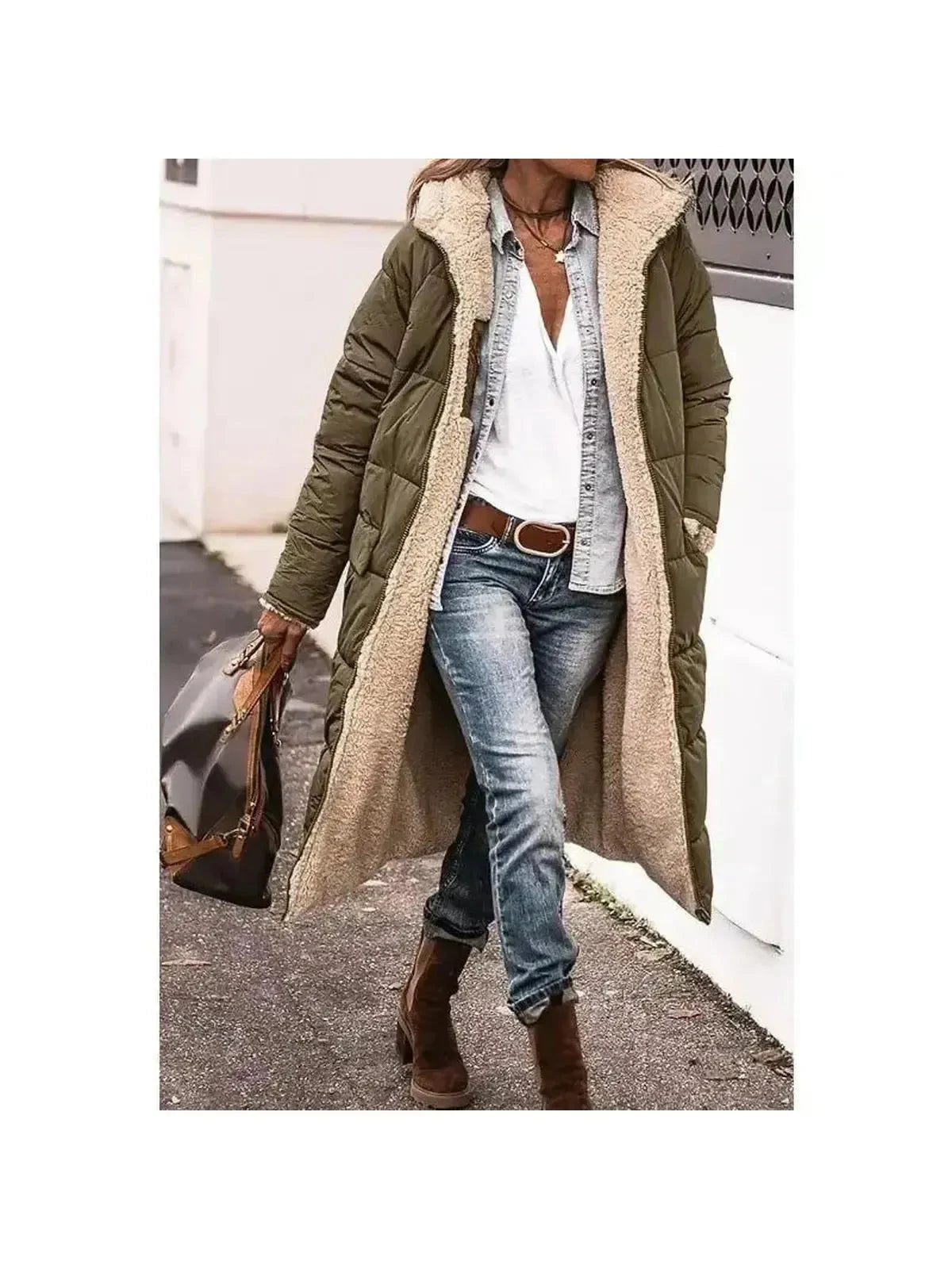 Ava | Elegant Longline Faux Fur Jacket for Women 0