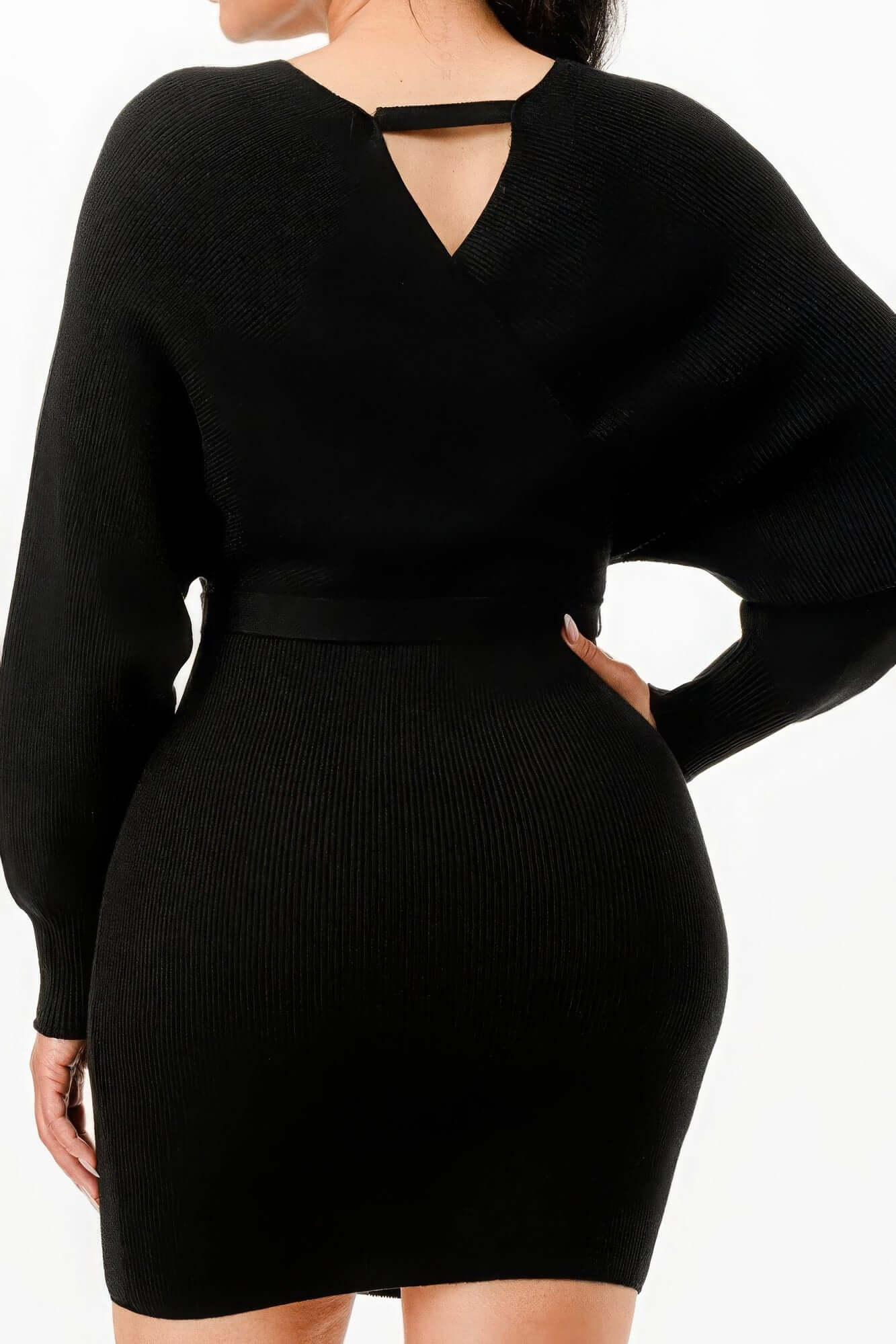 Ophira Off Shoulder Belted Ribbed Sweater Dress Women - Smile Sparker