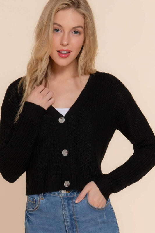 Lunarelle Womens Long Sleeve V Neck Cardigan Sweater - Smile Sparker