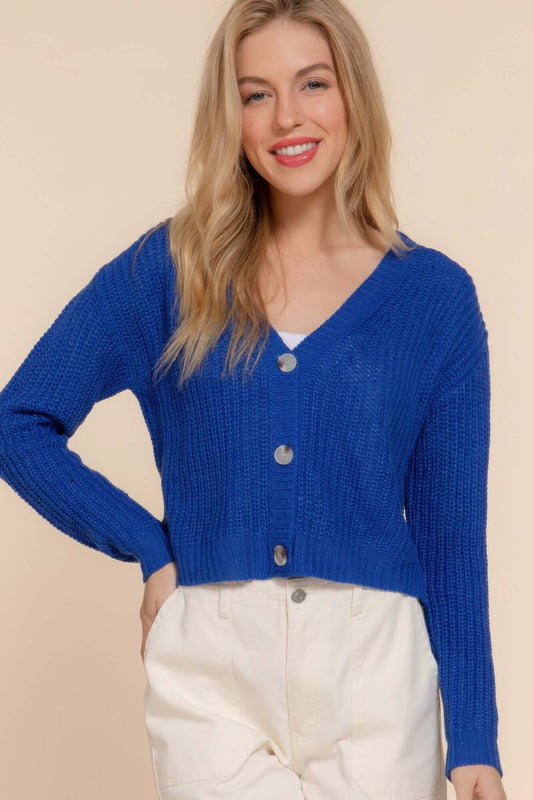 Aurevia Womens VNeck Cardigan Knit Sweater Soft Acrylic - Smile Sparker