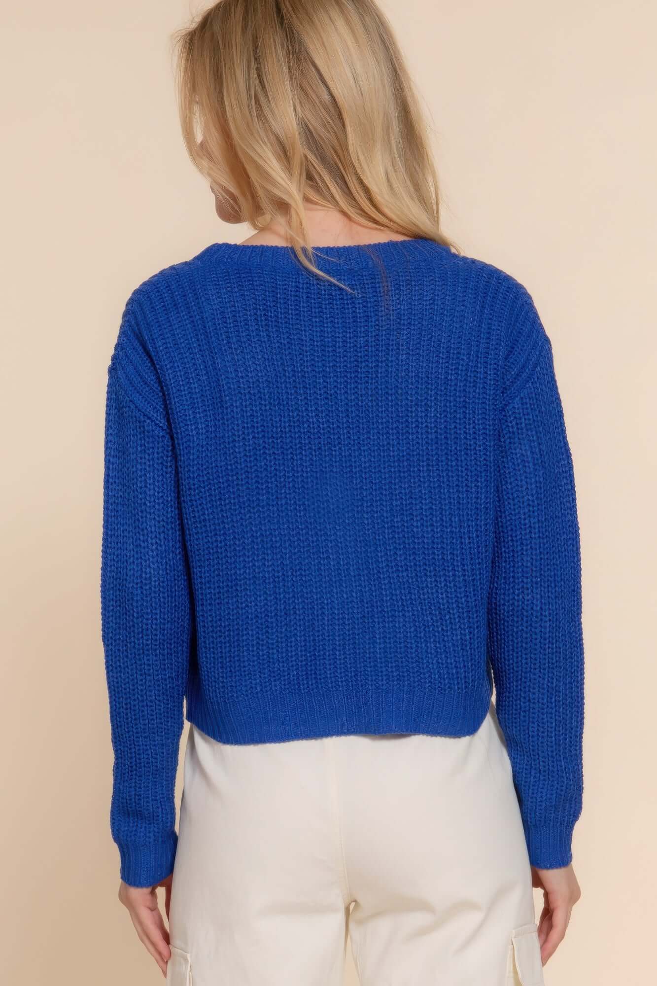 Aurevia Womens VNeck Cardigan Knit Sweater Soft Acrylic - Smile Sparker