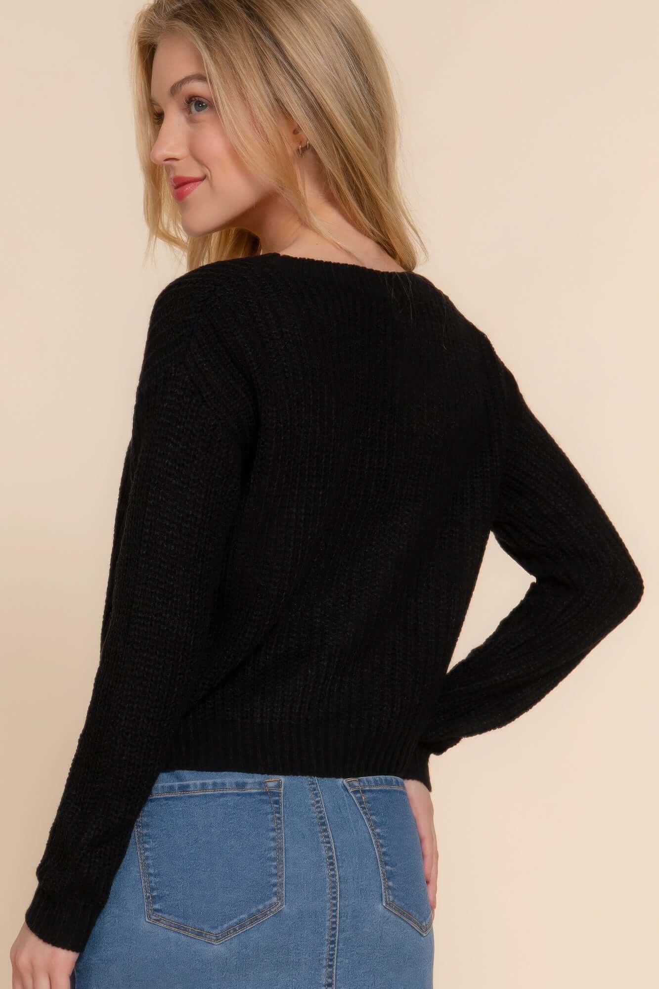 Lunarelle Womens Long Sleeve V Neck Cardigan Sweater - Smile Sparker