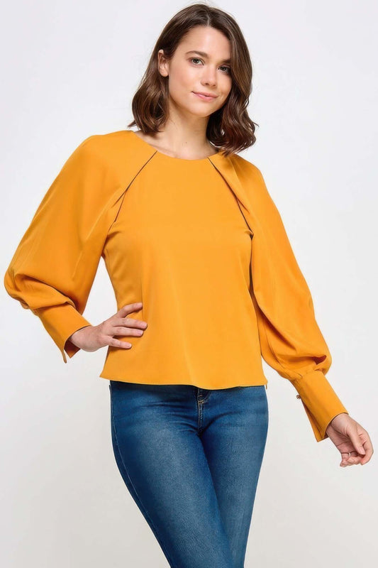 Veloria Raglan Long Sleeve Top With Back Neck Tie Detail - Smile Sparker