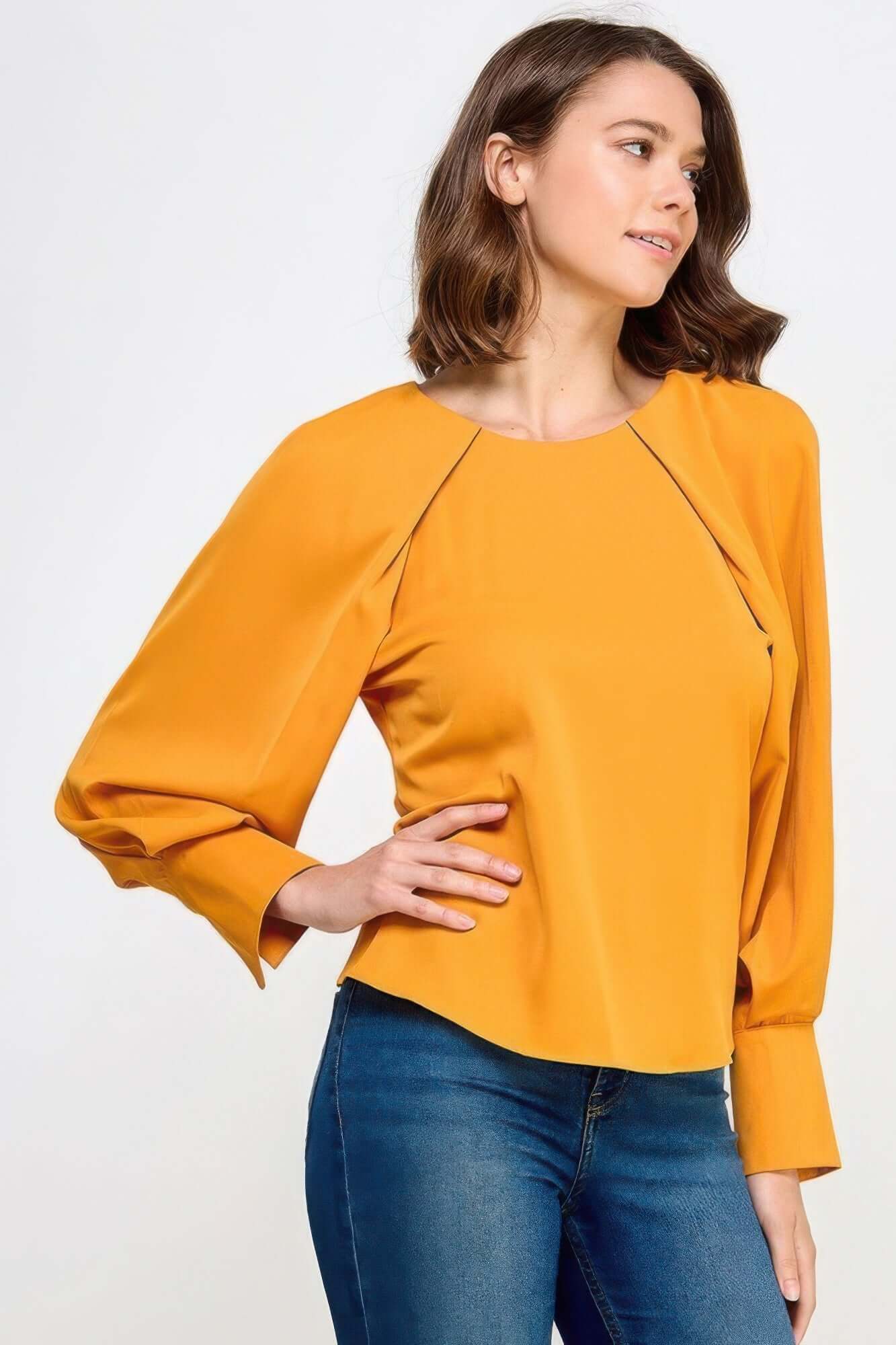 Veloria Raglan Long Sleeve Top With Back Neck Tie Detail - Smile Sparker