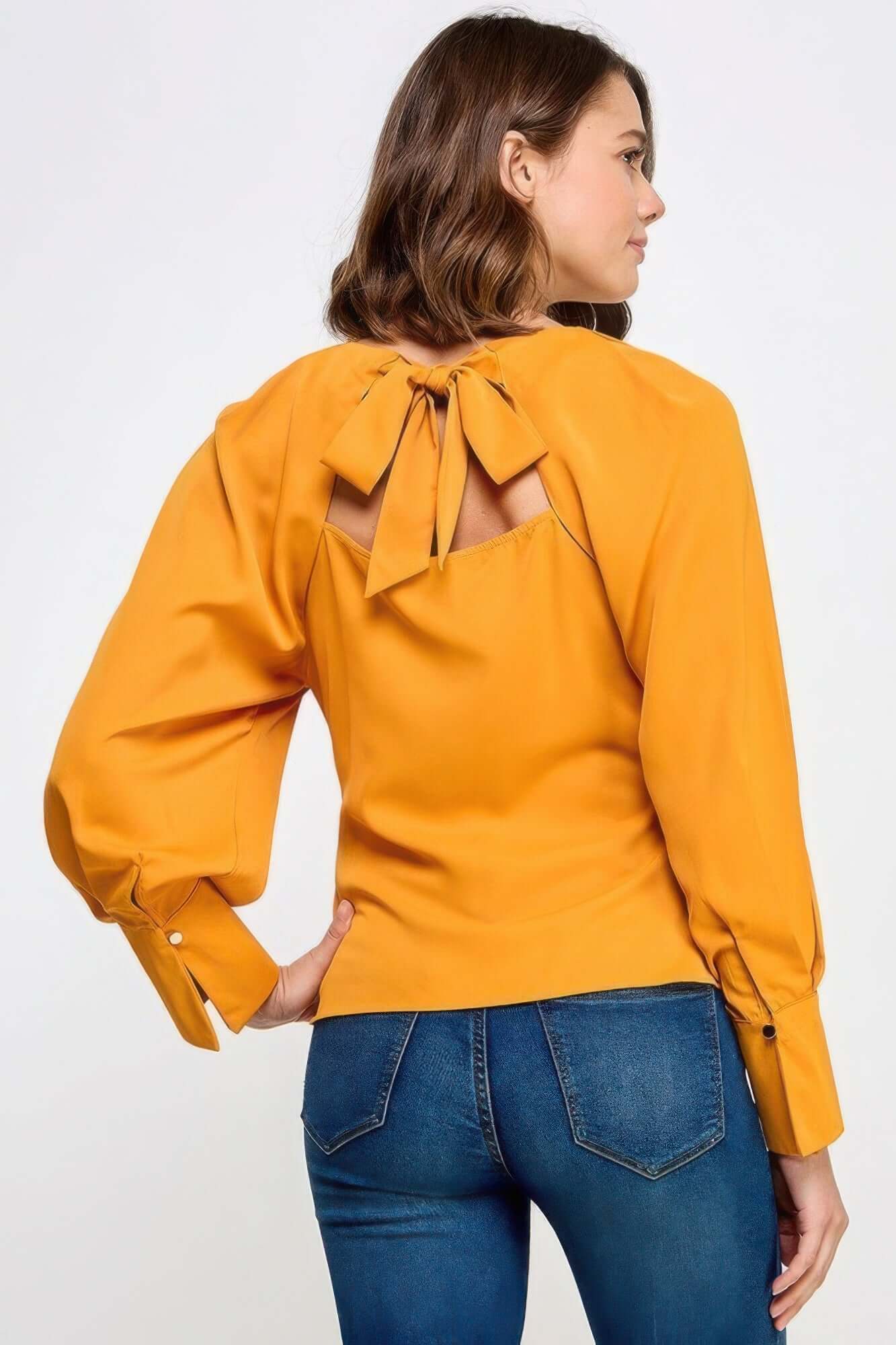 Veloria Raglan Long Sleeve Top With Back Neck Tie Detail - Smile Sparker