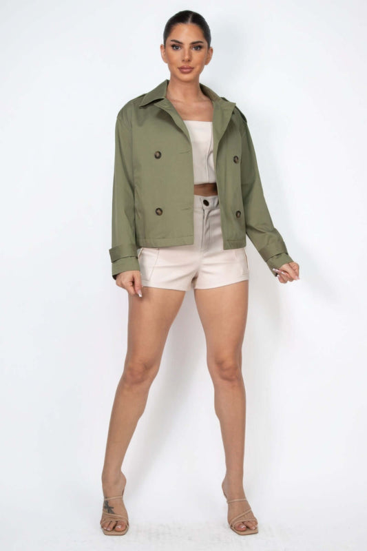 Aurevia Double Breasted Trench Coat Waist Tie Women - Smile Sparker