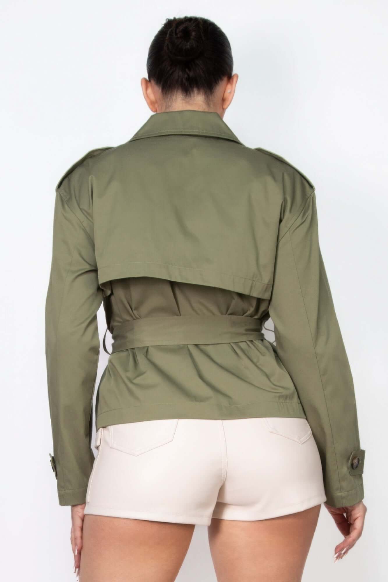 Aurevia Double Breasted Trench Coat Waist Tie Women - Smile Sparker