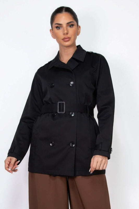 Ophira Belted Double Breasted Coat Notch Lapel Buy - Smile Sparker