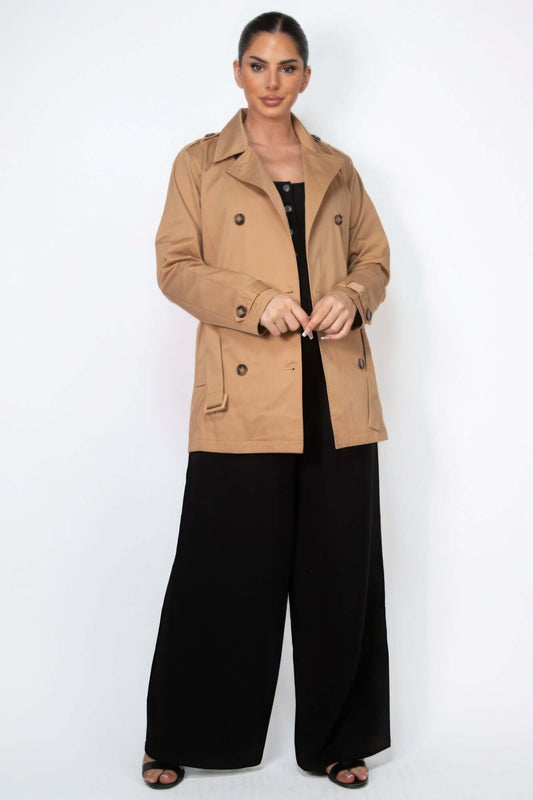 Ophira Belted Double Breasted Wool Coat For Women Everyday - Smile Sparker