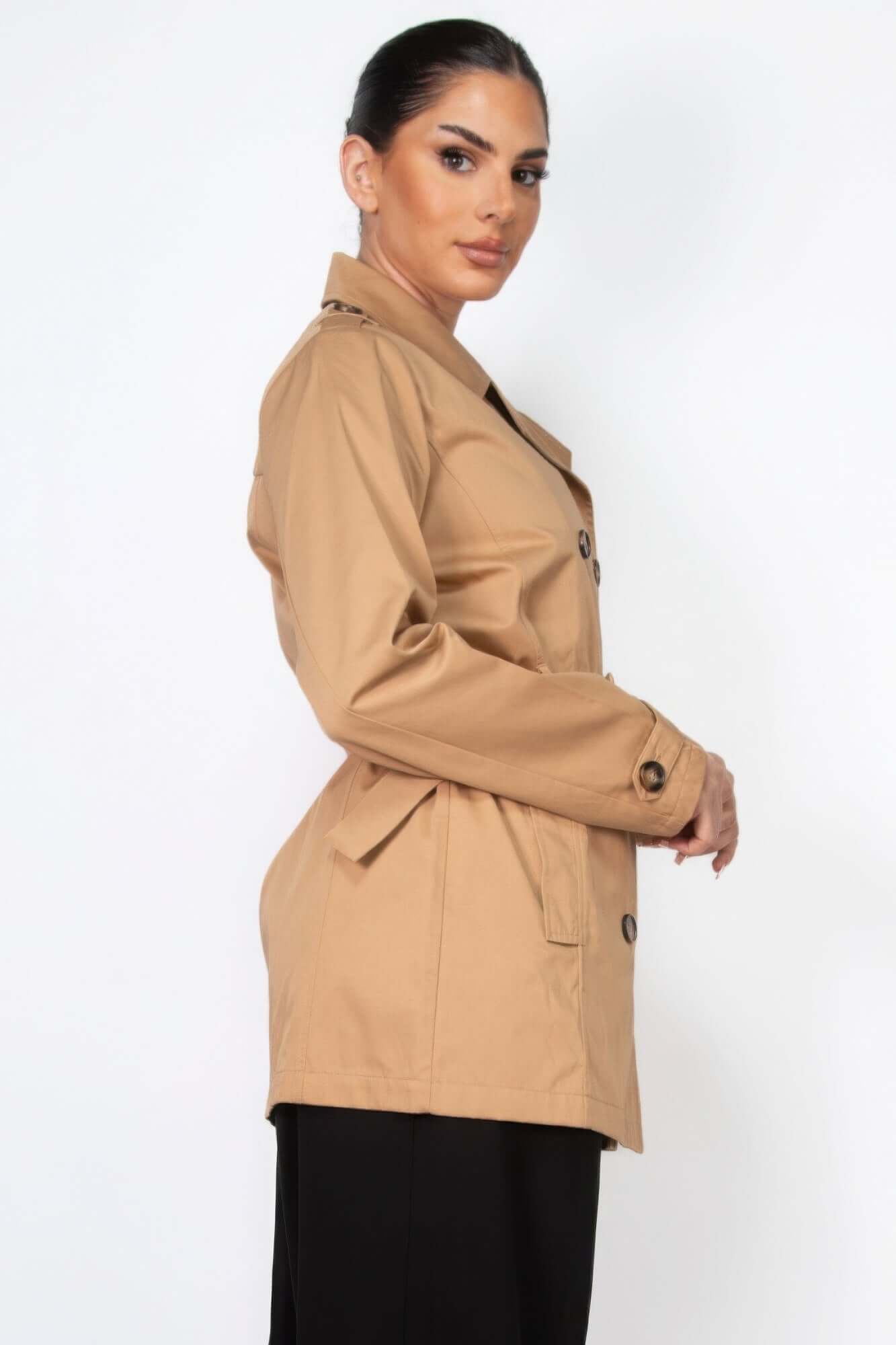 Ophira Belted Double Breasted Wool Coat For Women Everyday - Smile Sparker