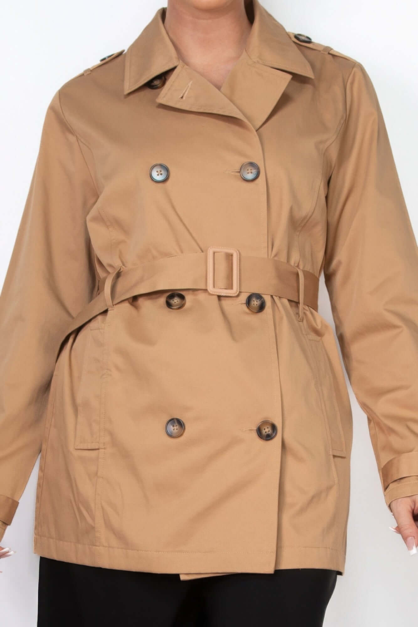 Ophira Belted Double Breasted Wool Coat For Women Everyday - Smile Sparker