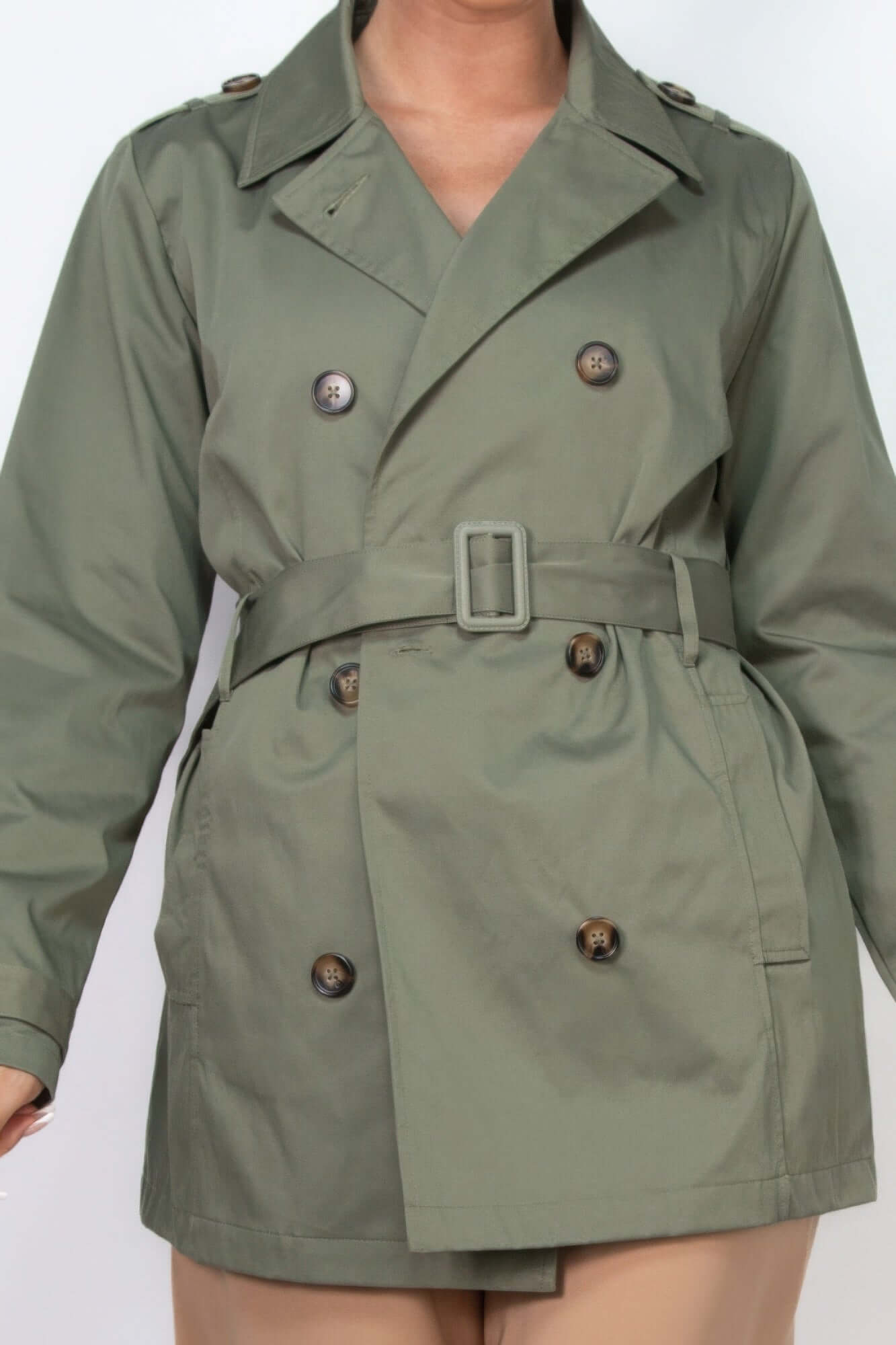 Ophira Double Breasted Notch Belted Coat Women Outerwear - Smile Sparker