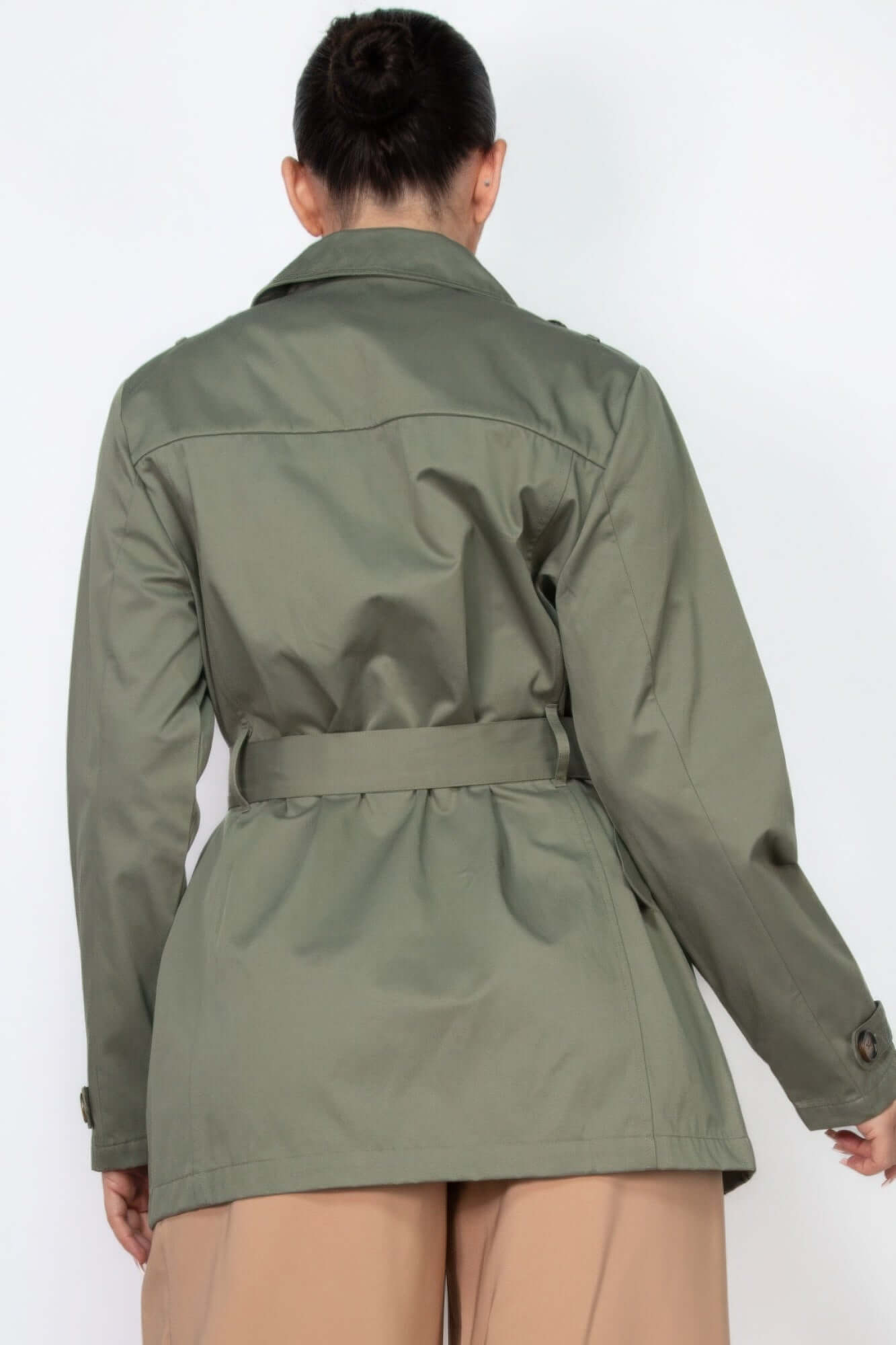 Ophira Double Breasted Notch Belted Coat Women Outerwear - Smile Sparker