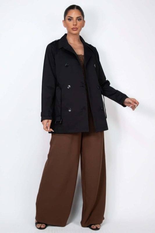 Ophira Belted Double Breasted Coat Notch Lapel Buy - Smile Sparker