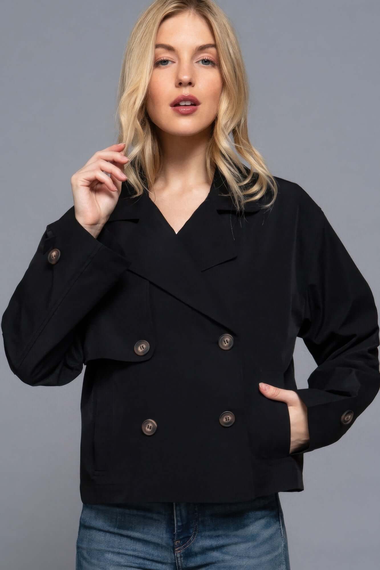 Aurevia Double Breasted Short Trench Coat For Women - Smile Sparker