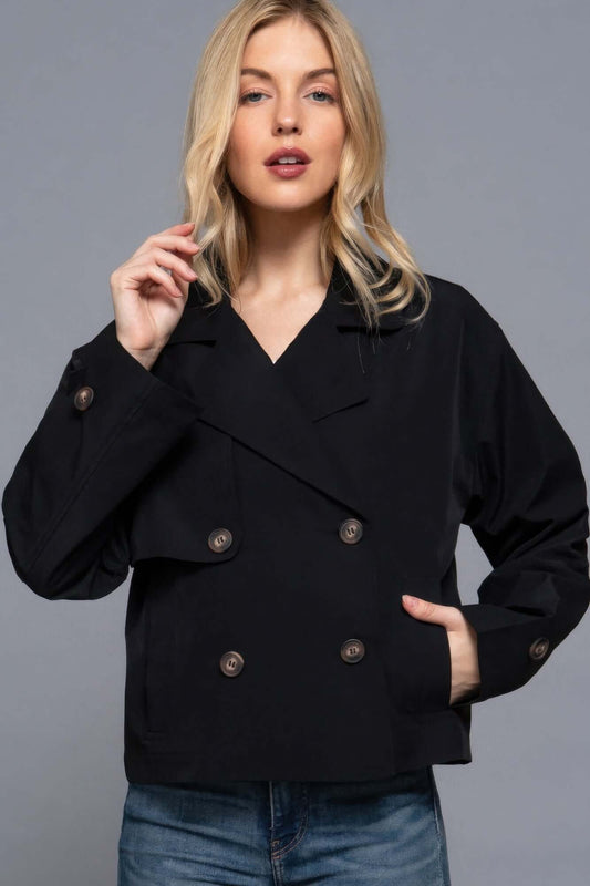 Aurevia Double Breasted Short Trench Coat For Women - Smile Sparker