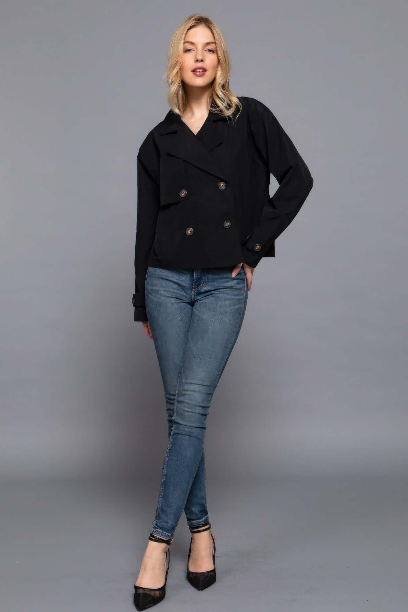 Aurevia Double Breasted Short Trench Coat For Women - Smile Sparker