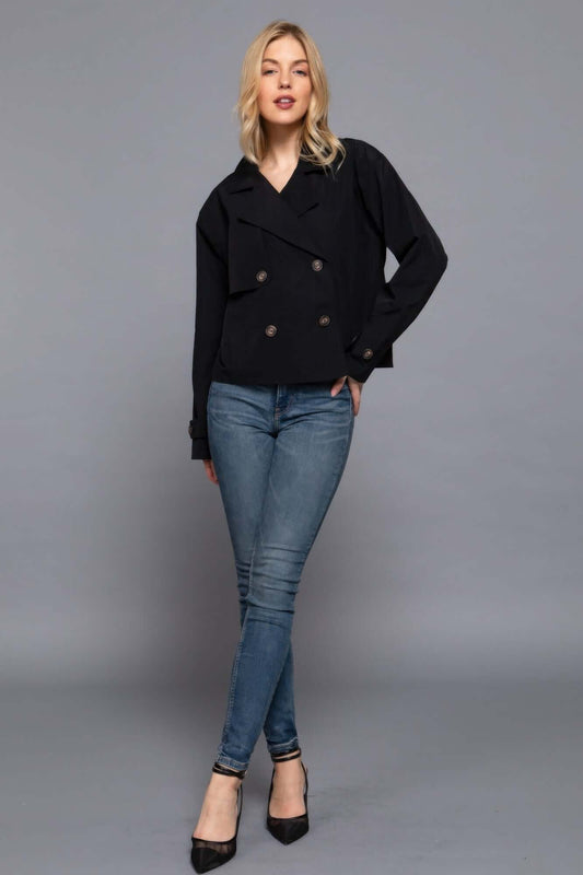 Aurevia Double Breasted Short Trench Coat For Women - Smile Sparker