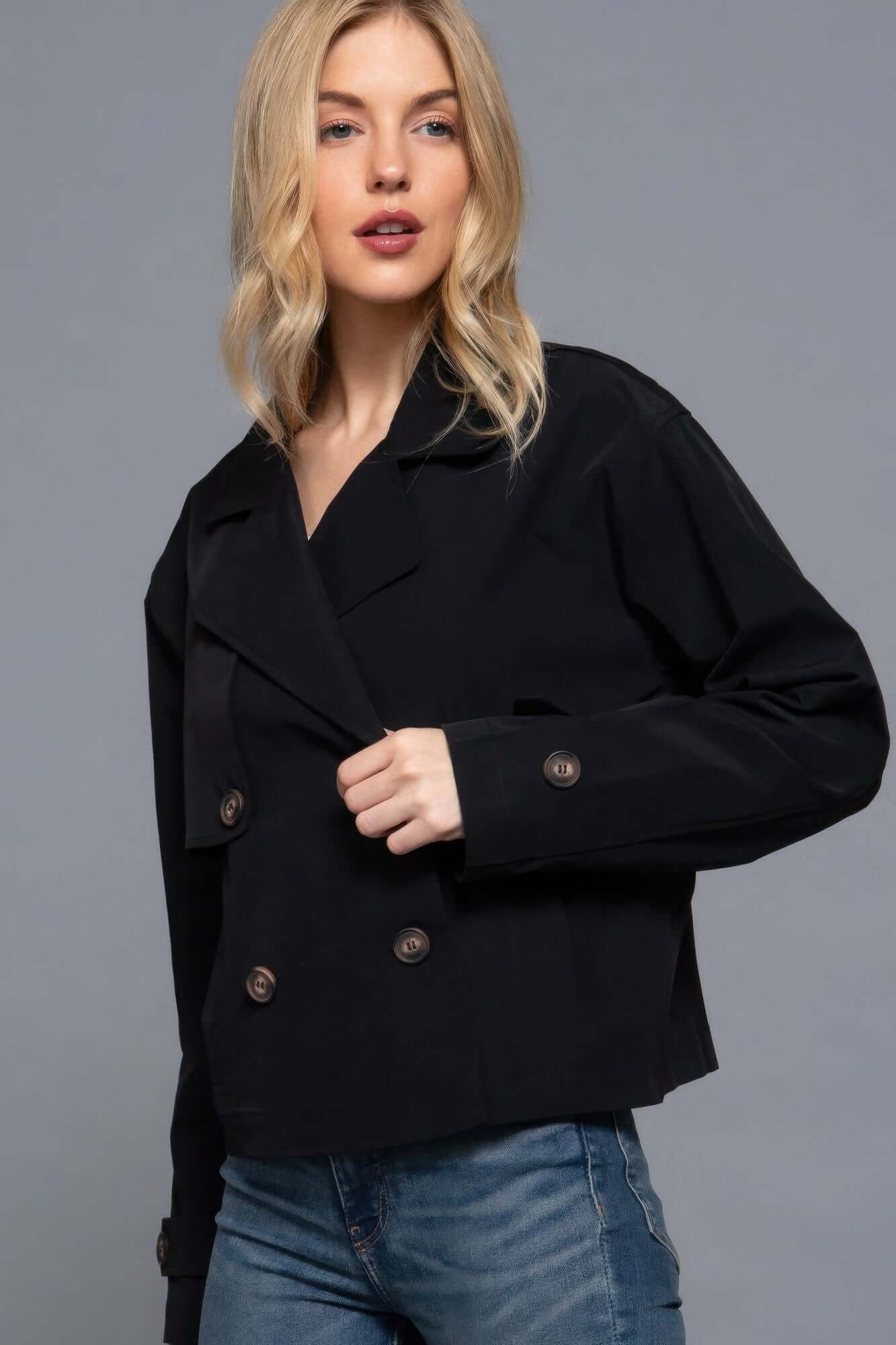 Aurevia Double Breasted Short Trench Coat For Women - Smile Sparker