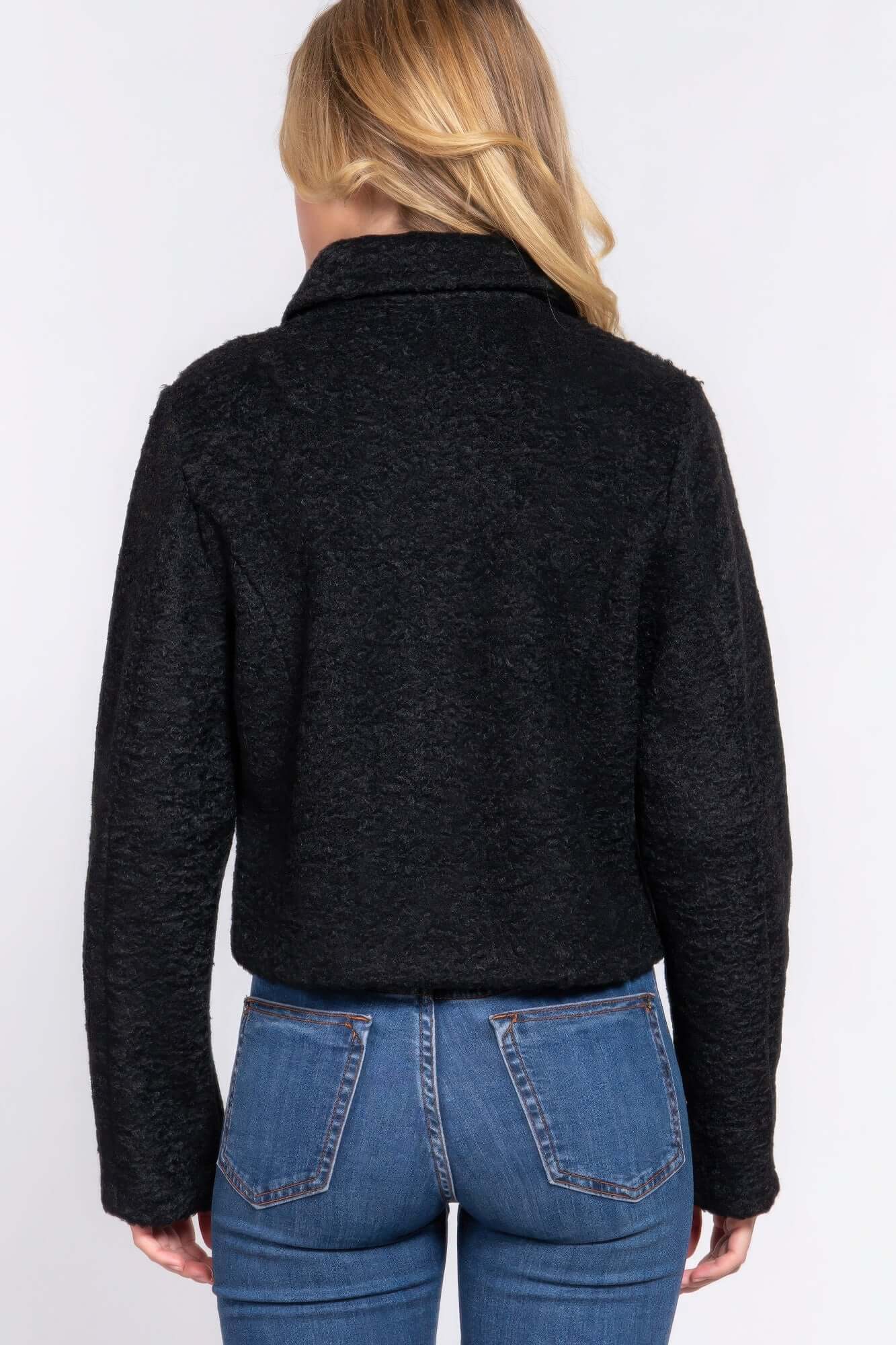 Lunarelle Teddy Fleece Long Sleeve Short Jacket Women Cozy - Smile Sparker