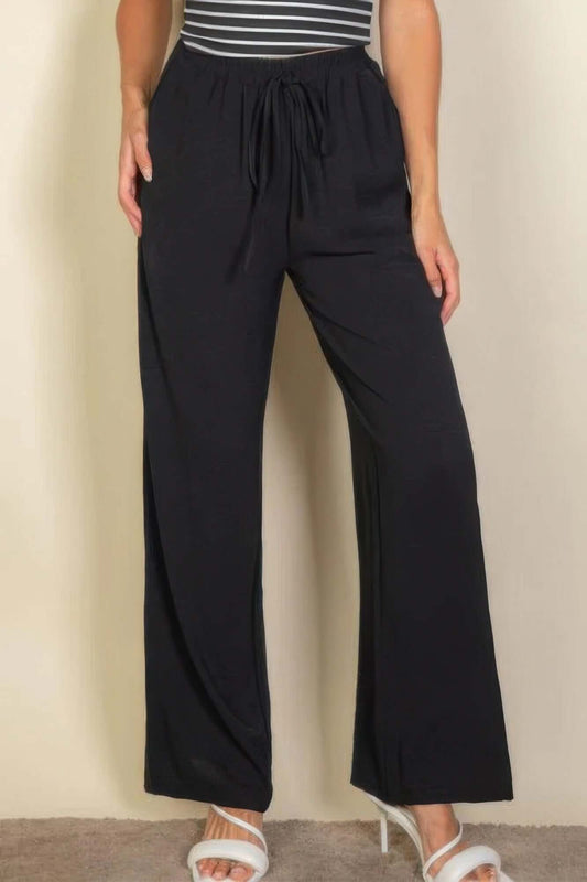 Aurevia Drawstring Waist Wide Leg Minimalist Pants Women - Smile Sparker