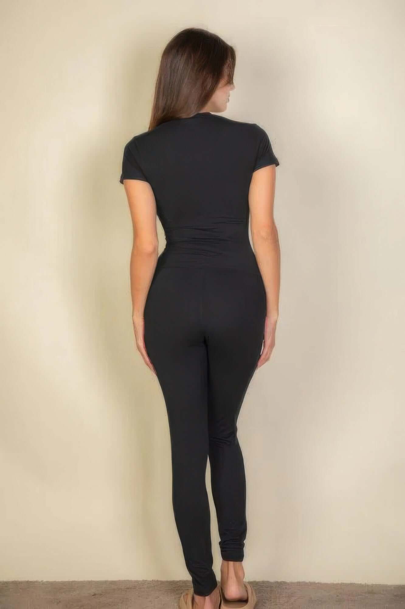 Aurevia Womens Basic Solid Leggings Soft Stretch Jersey - Smile Sparker