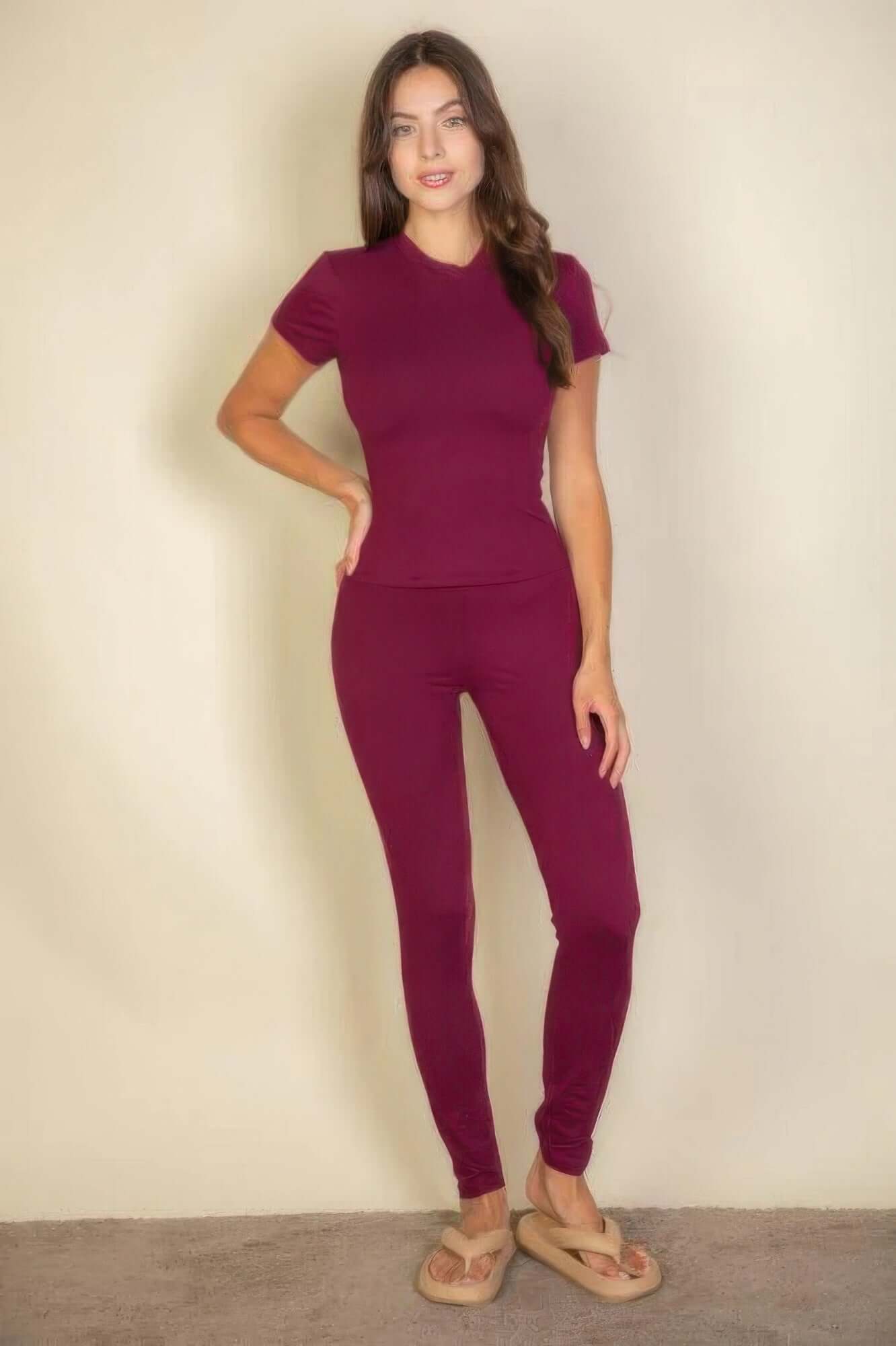 Ophira Solid Leggings For Women Stretch Comfort Everyday - Smile Sparker