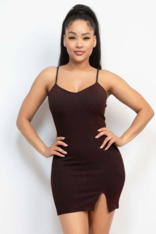 Ophira Glittered Bodycon Slit Dress Evening Partywear - Smile Sparker