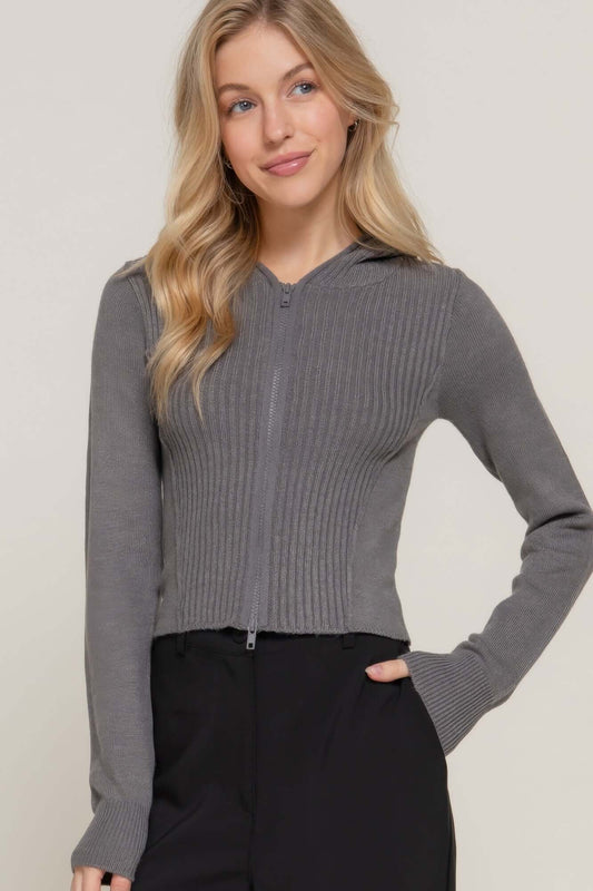Aurevia Two Way Zip Sweater Hoodie Cardigan Heather - Smile Sparker