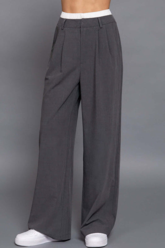 Ophira Womens Contrast Waist Boxer Straight Long Pants - Smile Sparker