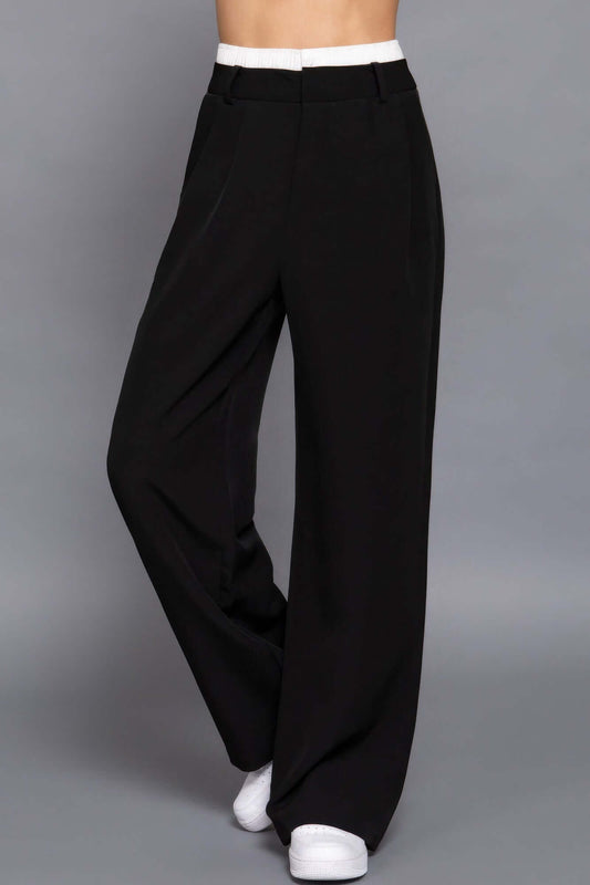 Aurevia Womens Contrast Waist Boxer Straight Long Pants - Smile Sparker