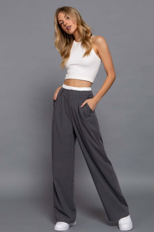 Ophira Womens Contrast Waist Boxer Straight Long Pants - Smile Sparker