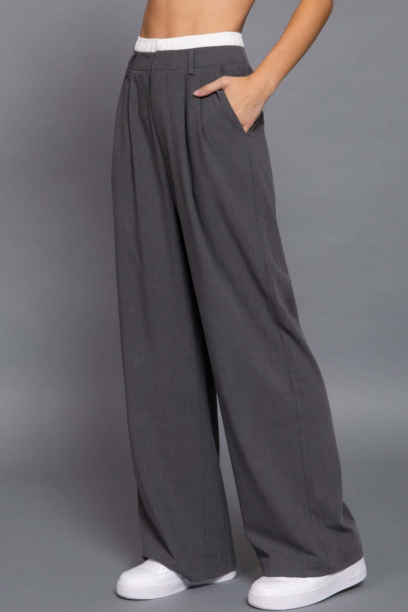 Ophira Womens Contrast Waist Boxer Straight Long Pants - Smile Sparker