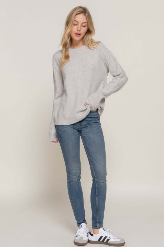 Veloria Womens Long Sleeve Mock Neck Sweater Raised Seams - Smile Sparker