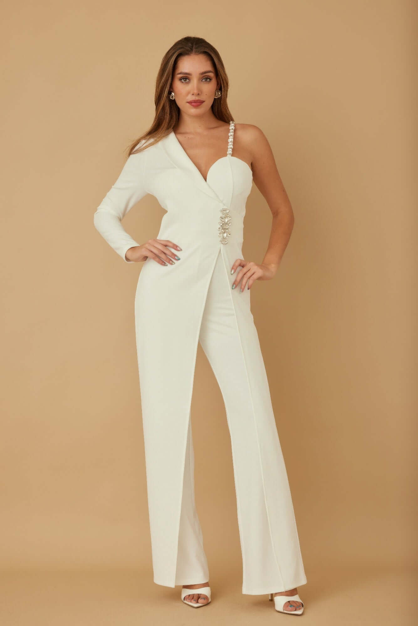 Aurevia Jewel One Strap Shoulder Jumpsuit Evening Wear - Smile Sparker