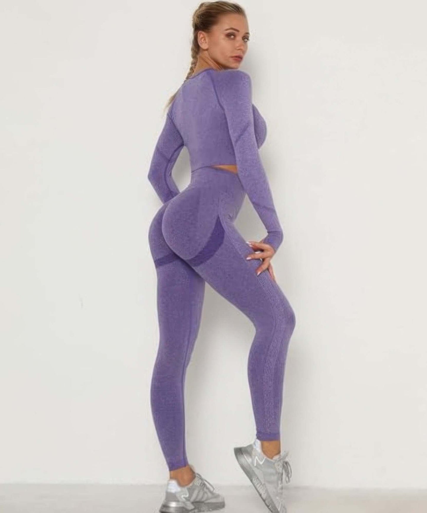 Seralyn Seamless Crop Top Leggings Set Gym Yoga Activewear - Smile Sparker