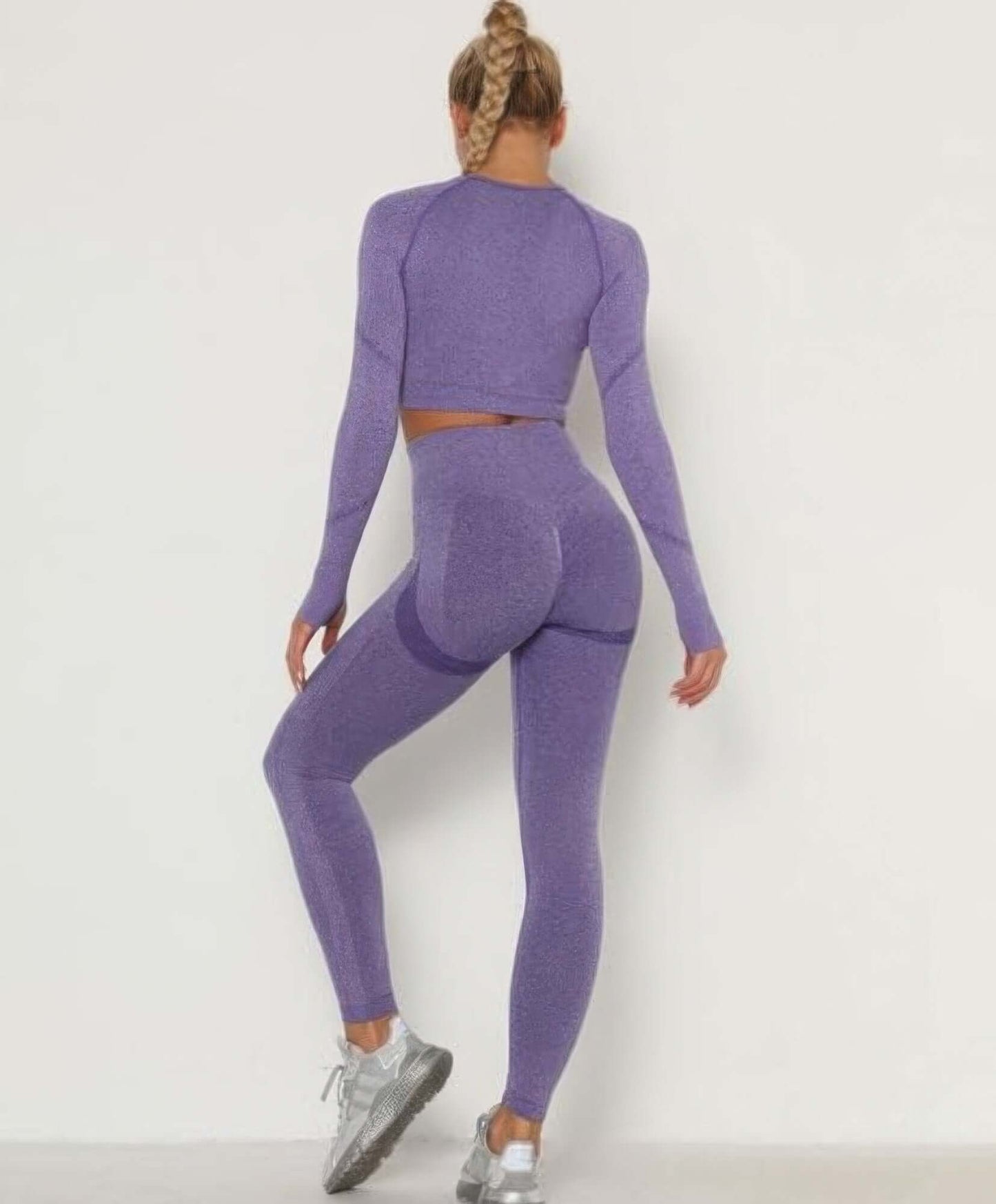 Seralyn Seamless Crop Top Leggings Set Gym Yoga Activewear - Smile Sparker