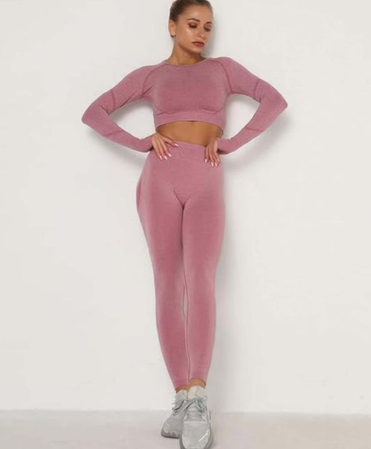 Lunarelle Seamless Top Leggings Set Activewear Crop Top - Smile Sparker