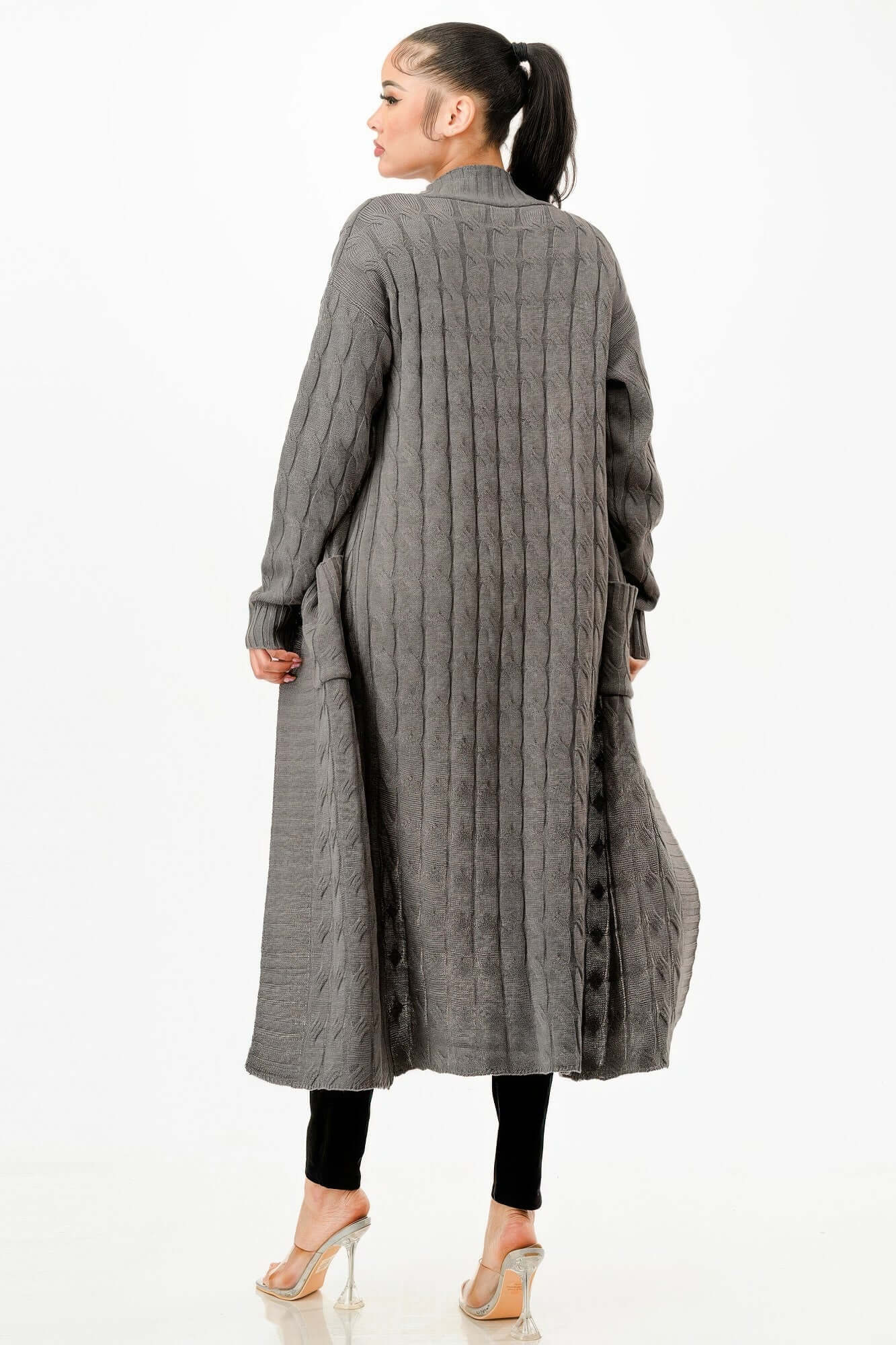 Lunarelle Cable Knit Long Cardigan Ladies Sweater Cozy - Smile Sparker