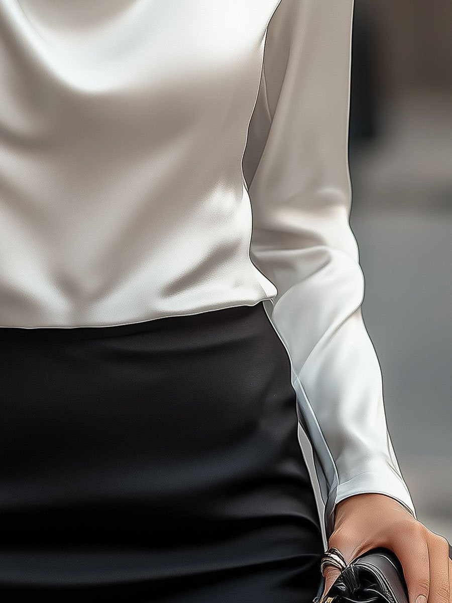 Mia | Elegant White Draped Blouse for Women 2