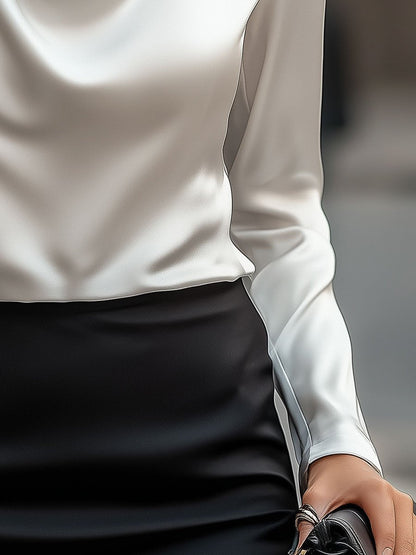 Mia | Elegant White Draped Blouse for Women 2