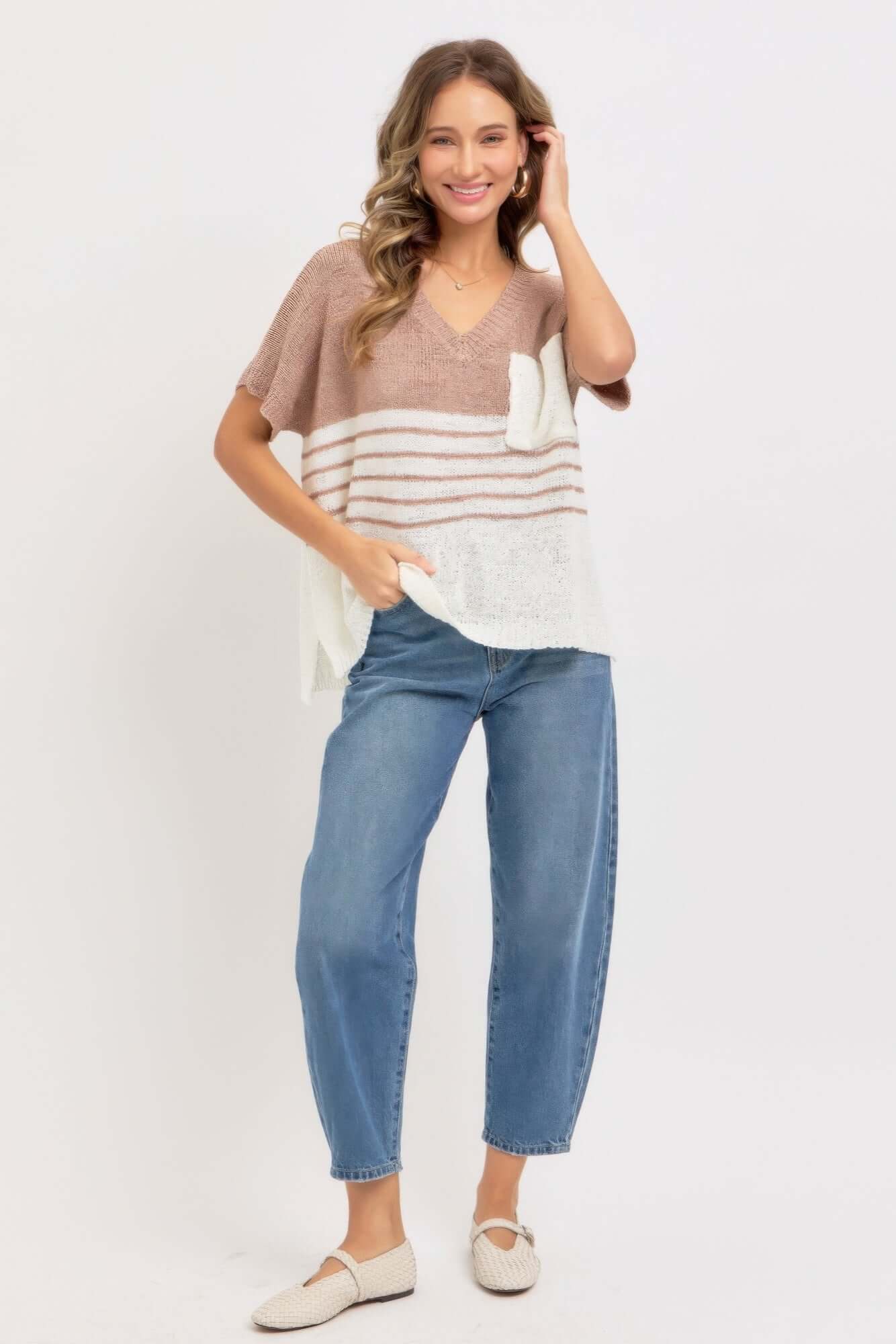 Ophira Women Oversized Knit Top Lightweight Sweater Online - Smile Sparker