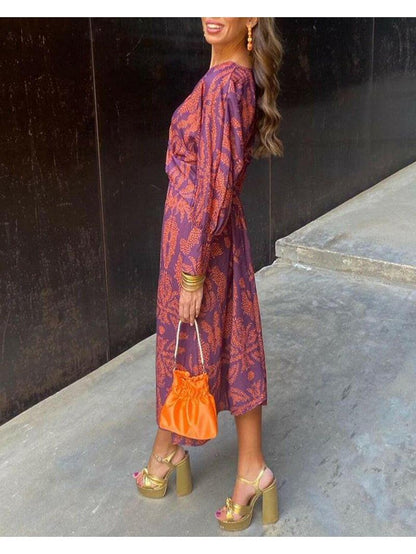 Sophia | Elegant Satin Long Sleeve Midi Dress 9