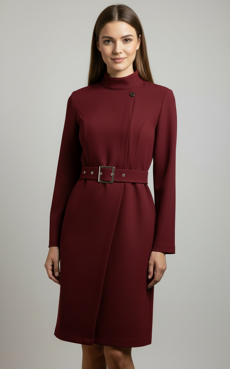 Sophie | Elegant Asymmetric Belted A-Line Women's Dress 1
