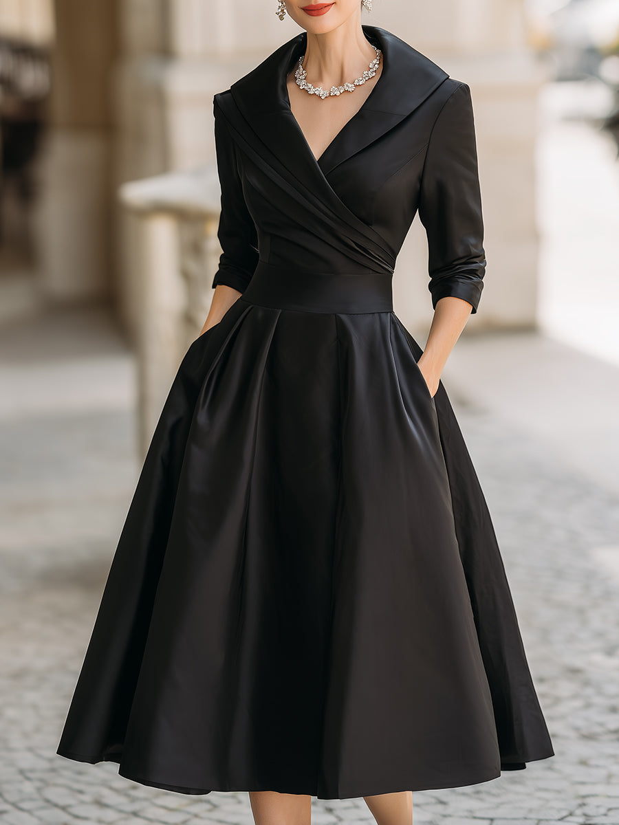 Sophie | Elegant Black Midi Dress for Wedding Guests 0