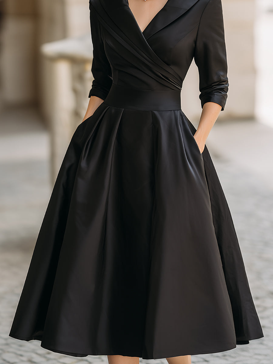 Sophie | Elegant Black Midi Dress for Wedding Guests 2