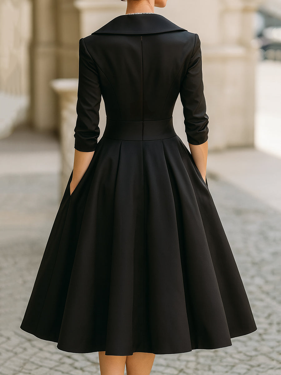 Sophie | Elegant Black Midi Dress for Wedding Guests 3