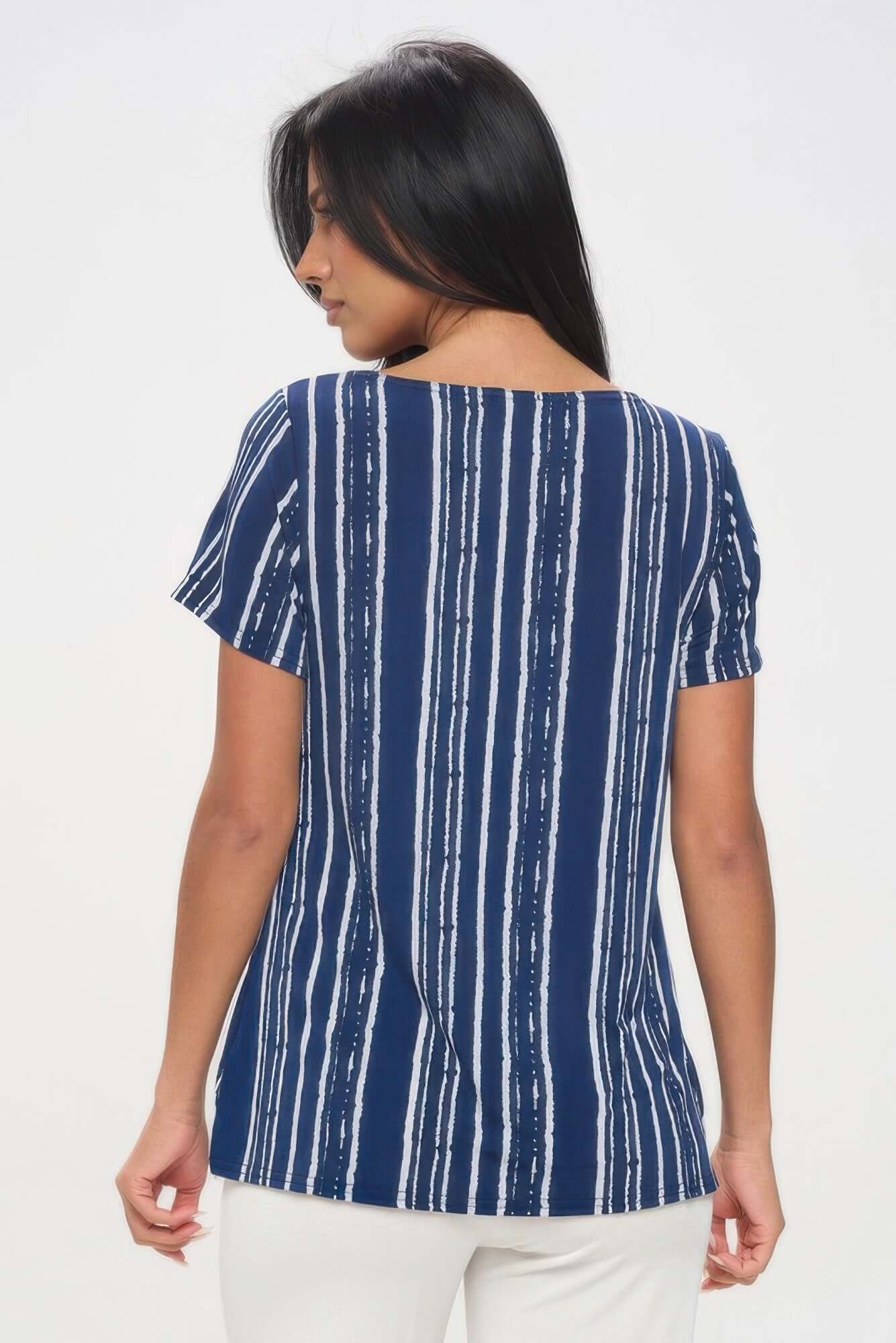 Aurevia Womens Boat Neck Short Sleeve Wrinkle Resistant Top - Smile Sparker