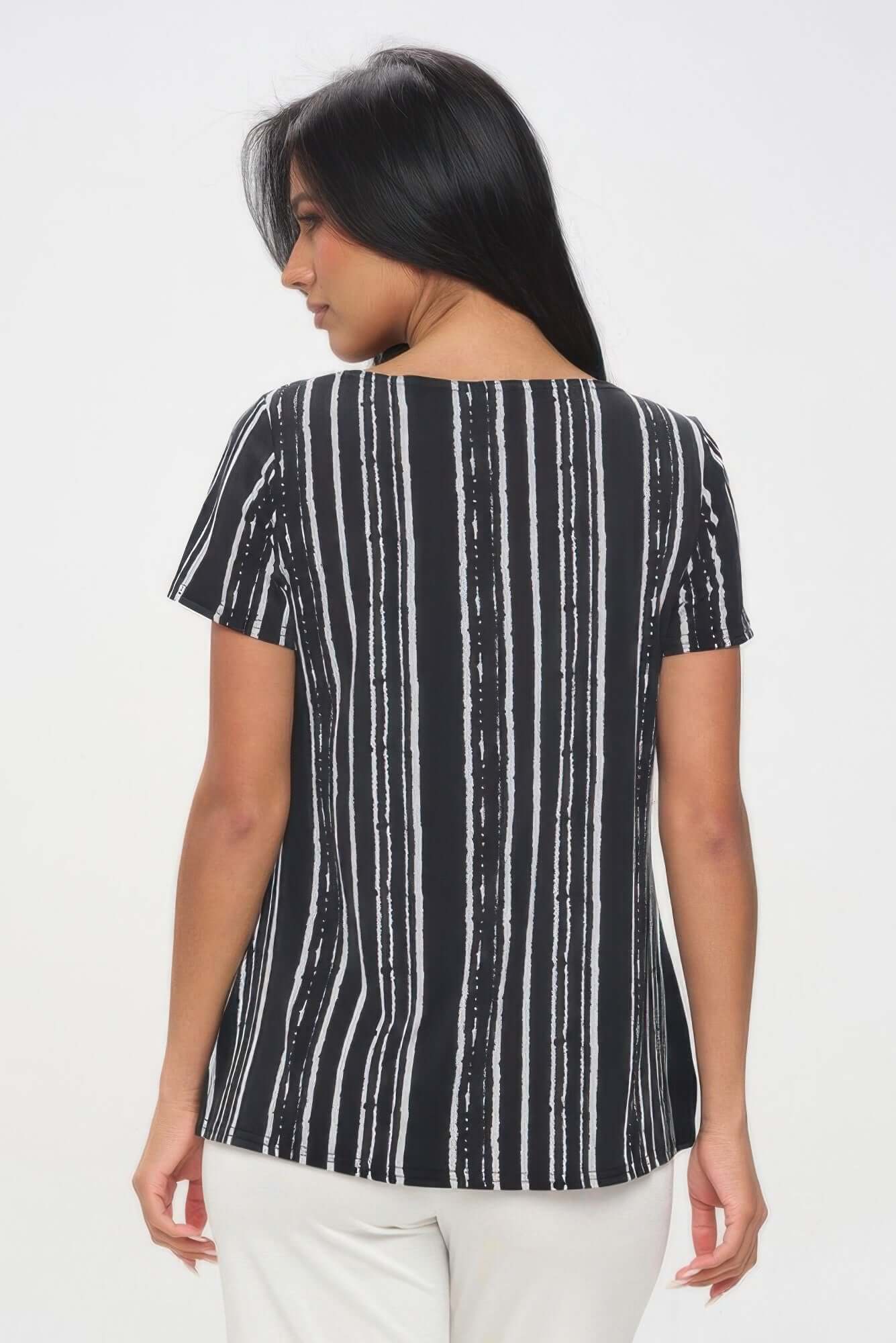 Aurevia Womens Boat Neck Short Sleeve Wrinkle Resistant Top - Smile Sparker