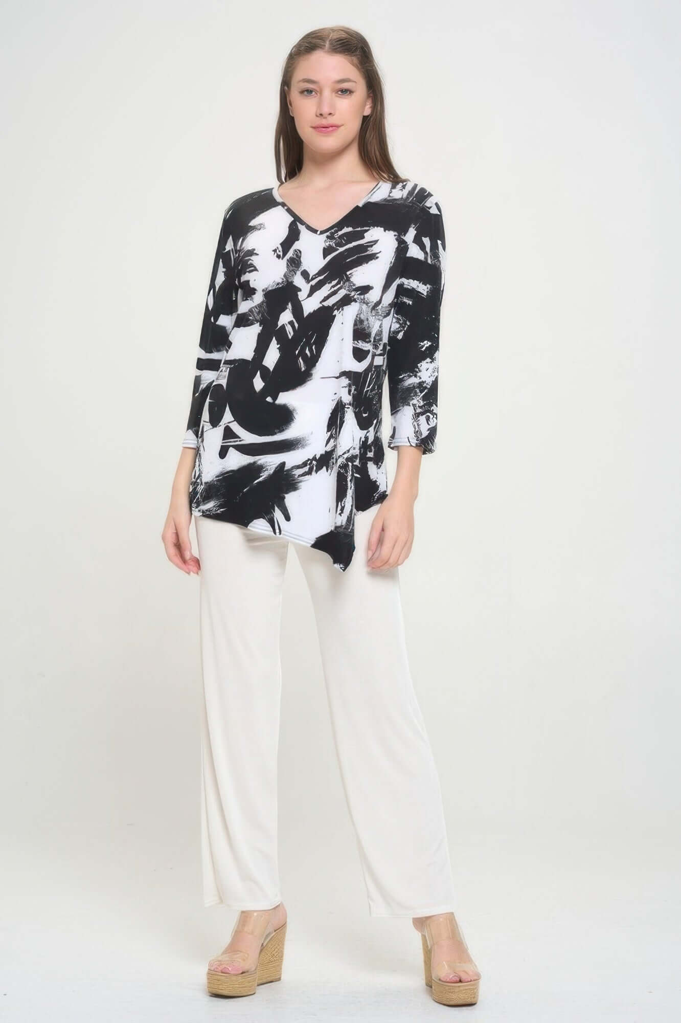 Lunarelle Womens V Neck Top Stretch Office to Weekend - Smile Sparker